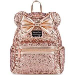 Minnie Mouse Sequin Loungefly Mini Backpack Rose Gold it might be gold but idk